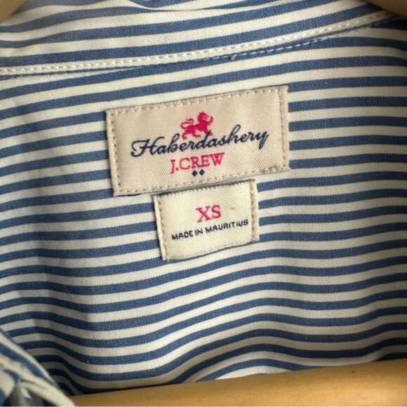 J.Crew Size XS Blue White Striped Cotton Button-Down Shirt Classic Preppy Style - Picture 10 of 14
